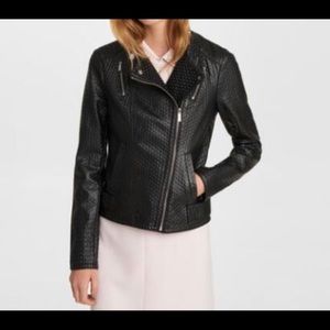 Karl Lagerfeld Textured Faux Leather Moto Jacket.